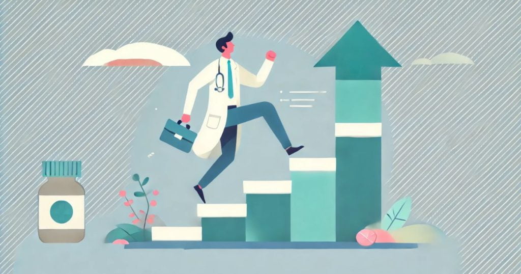 ステップアップする薬剤師の男性