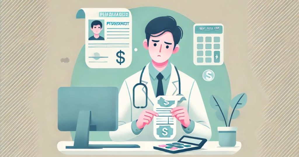 給与に悩む薬剤師の男性